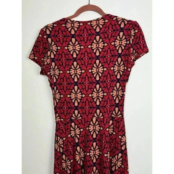 Leota Reye Jersey Faux Wrap Dress Size L Blue Multicolor Leopard - Picture 2 of 10